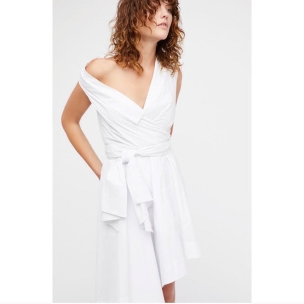 Free People, Acler Maren Asymmetrical Shirt Dress, White Size 4